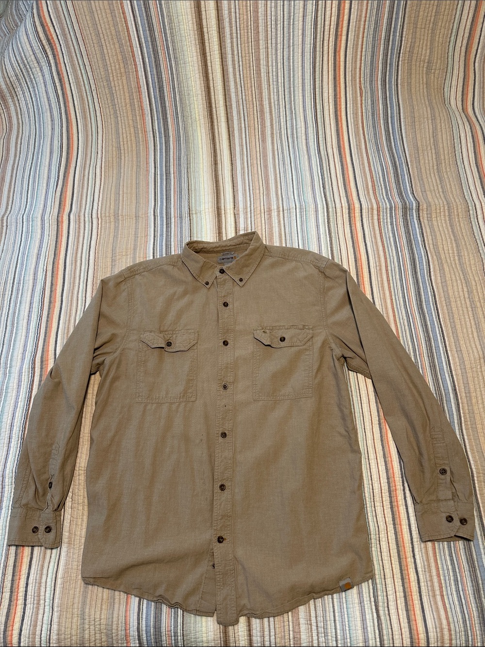 Carhartt Men's Casual Button-Down Shirt in khaki